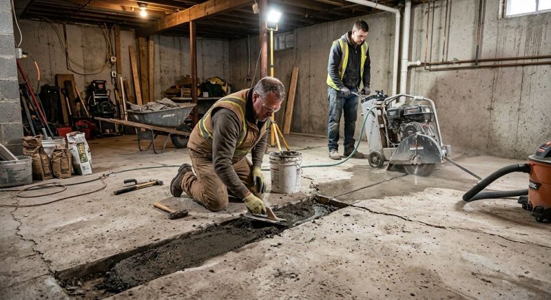 Cracked Basement Floor Repair in Bandera, TX
